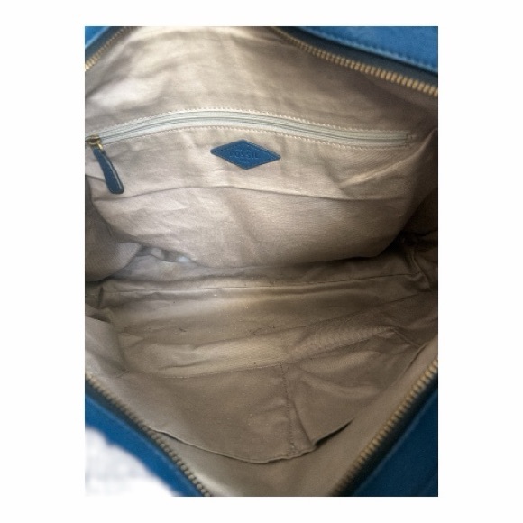 Fossil Navy Leather Shoulder Bag With Strap - Picture 11 of 12